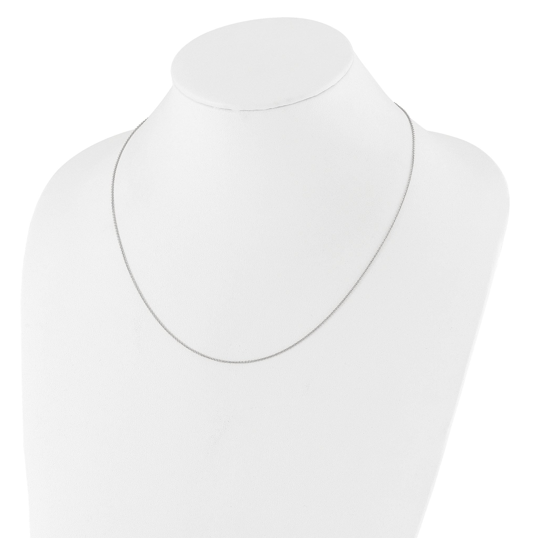14 Karat White Gold 1.10mm Round Cable 18in+1in Adjustable Chain