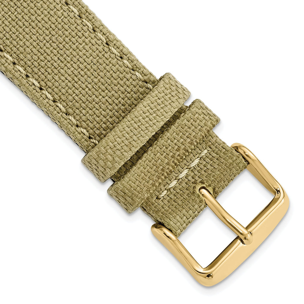 Beige Canvas Watch Band with Leather Lining, 20mm