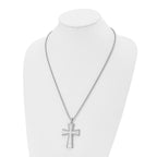 Chisel Stainless Steel Brushed with Laser-cut Edges Cross Pendant on a 24 inch Rope Chain Necklace