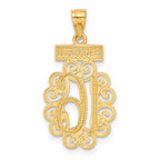 14K Gold Filigree Sweet 16 Pendant with Rhodium Accents