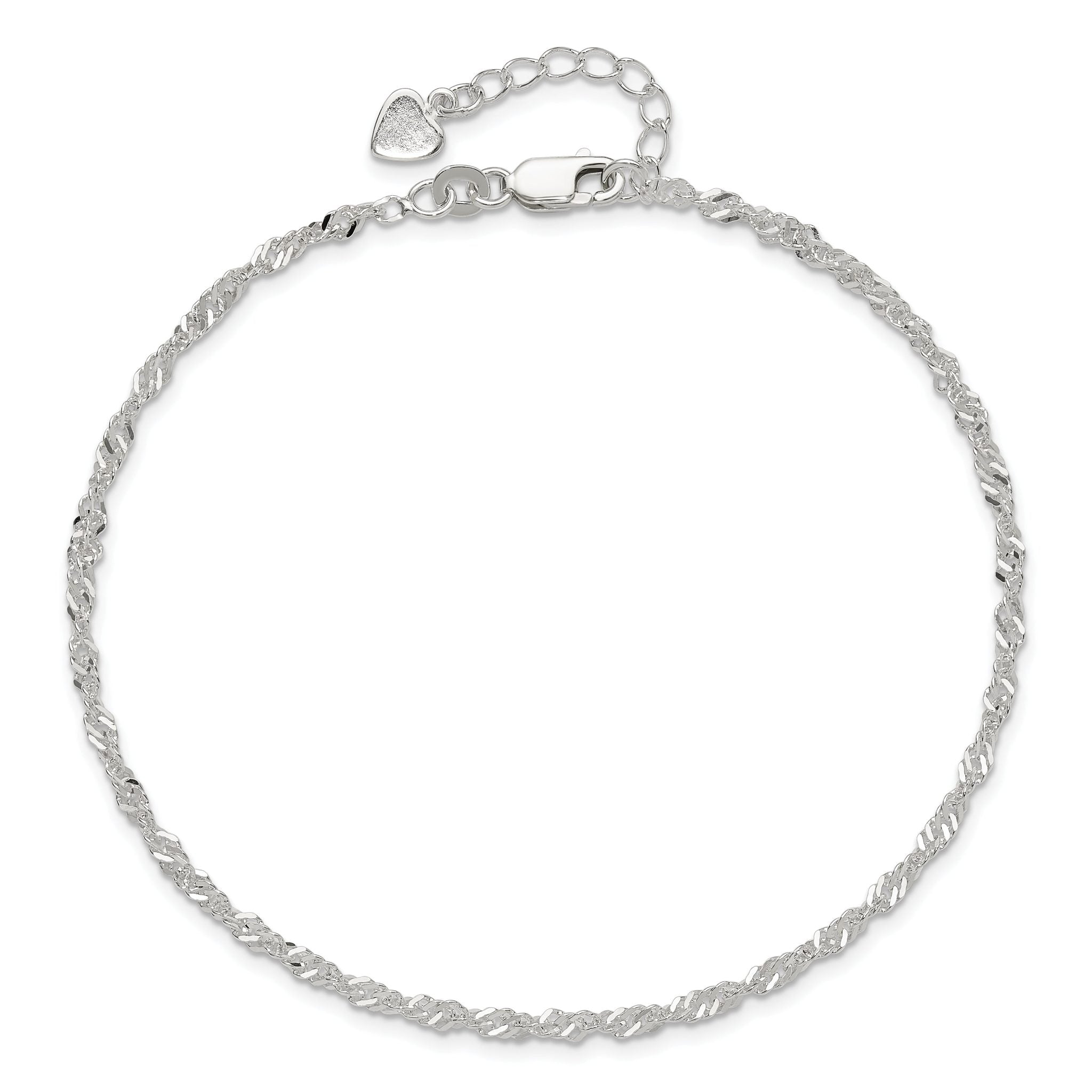 Singapore Chain Anklet in Sterling Silver, 3mm