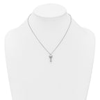 Sterling Silver Rhodium-plated Polished Puffed Heart and Ball Dangle 16 inch with 1 inch Extender Necklace