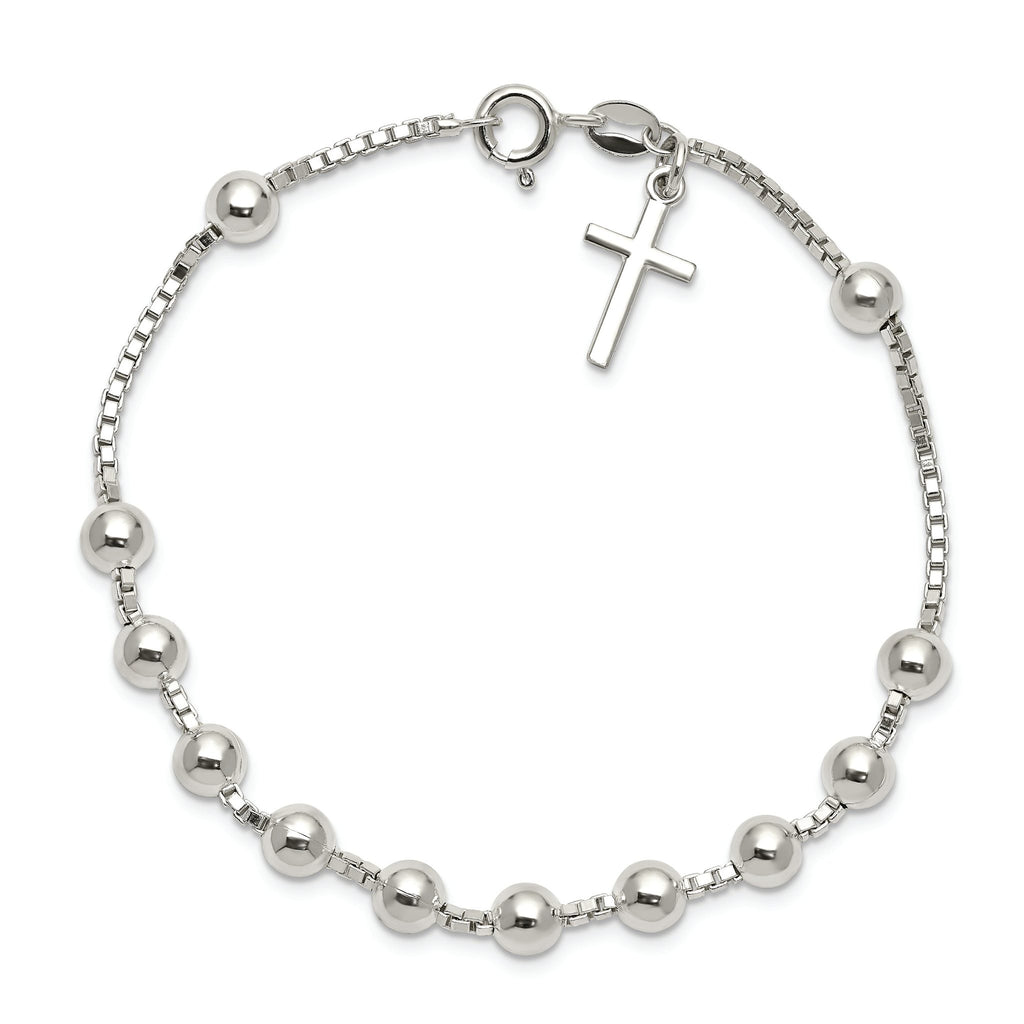 Cross Bead Bracelet in Sterling Silver