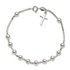Cross Bead Bracelet in Sterling Silver