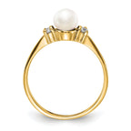 14K 5mm FW Cultured Pearl A Diamond ring