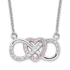 Sterling Silver Rhodium-plated With CZ Heart With Infinity Symbol Necklace