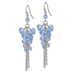 Blue Glass Bead Cluster Drop Earrings in Silver Tone