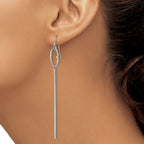 Stainless Steel Polished Lab-Created Crystal Drop Dangle Earrings for Women