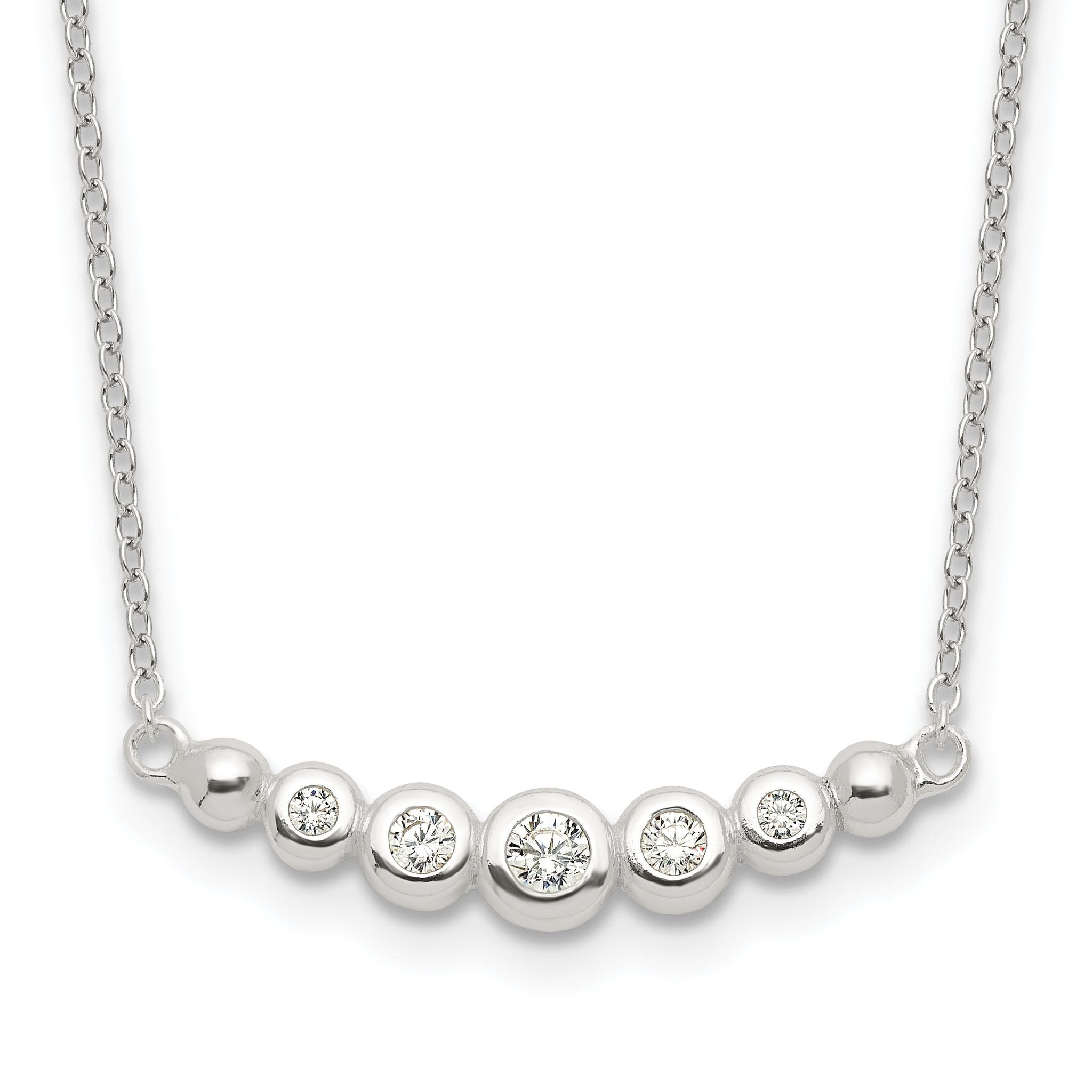 Sterling Silver Garduated CZ 18in Bar Necklace Main image