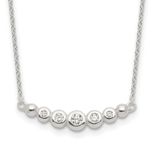 Graduated Cubic Zirconia Bar Necklace in Sterling Silver, 18 Inch - Sophia Jewelers