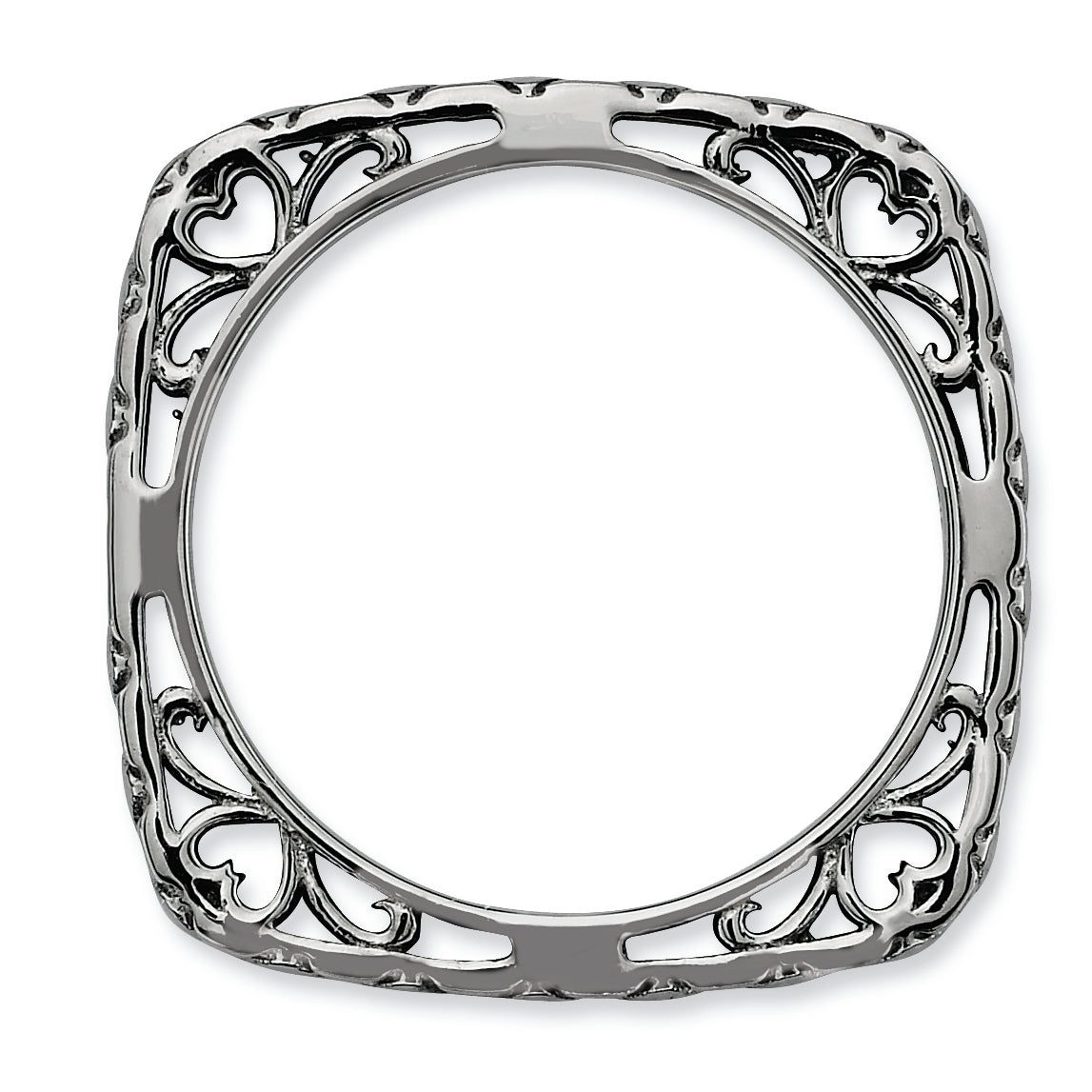 Black-Plated Square Stackable Ring in Sterling Silver Secondary image