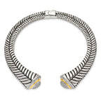 Sterling Silver 14K Gold Diamond Cuff Bracelet with Vintage Elegance