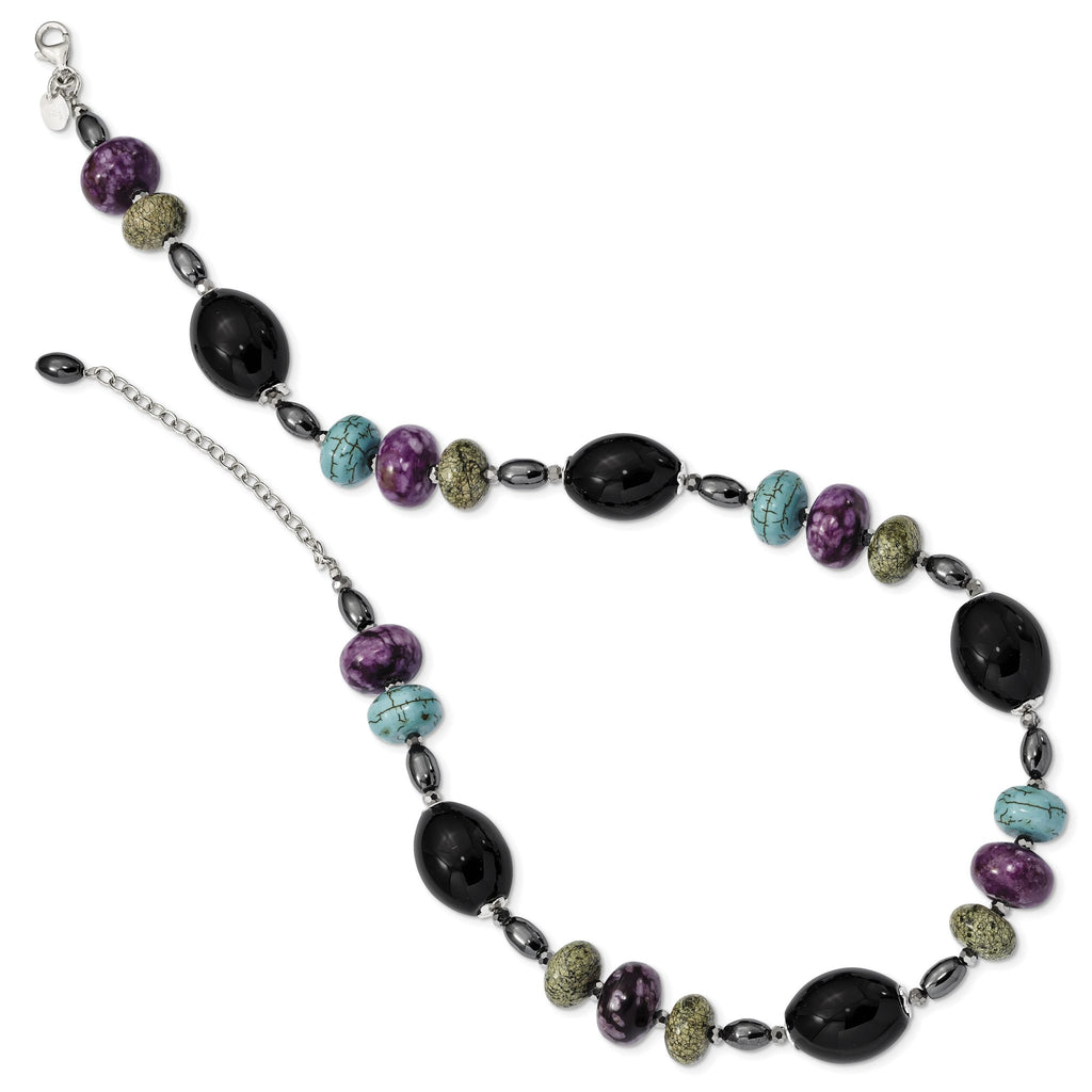 Sophia Jewelers Sterling Silver Natural Stone Women's Necklace Elegant Polished Finish