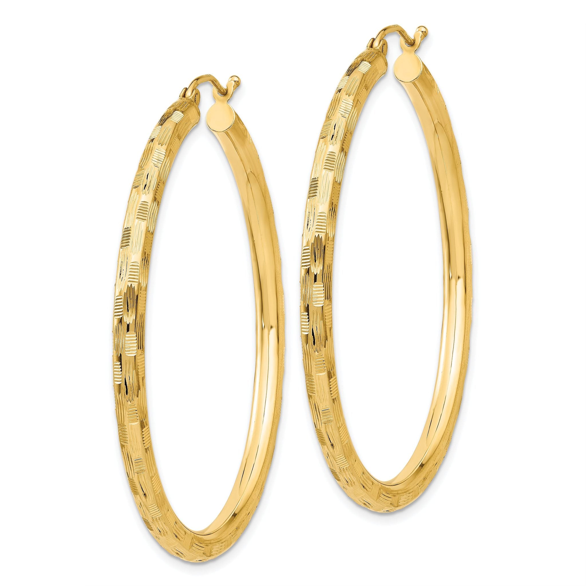 14k Diamond-cut Hoop Earrings Secondary image
