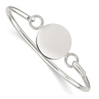 Sterling Silver 925 Polished Bangle with Round ID Plate for Women