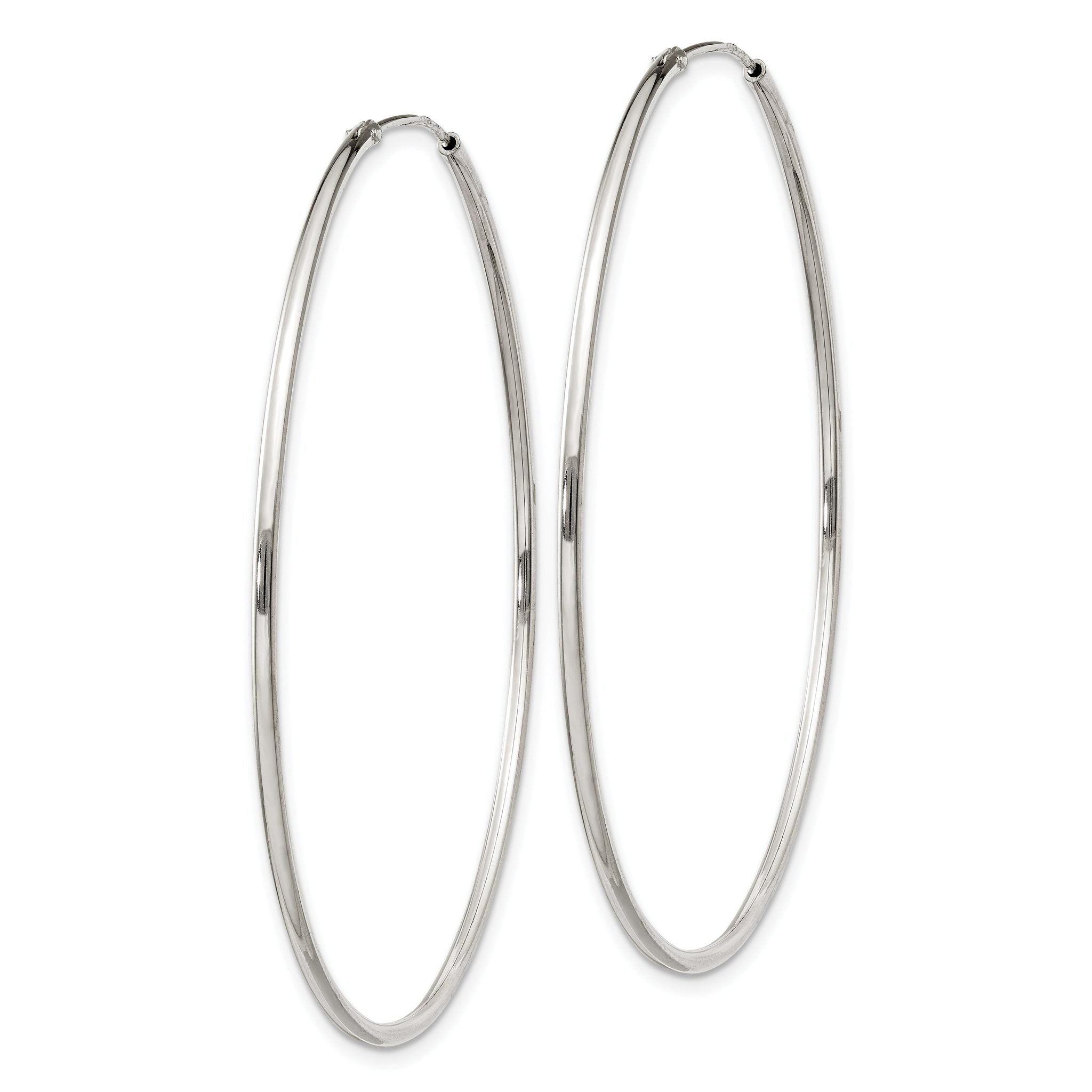 Sterling Silver 1.3mm Hoop Earrings Secondary image