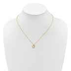 Sterling Silver Gold-tone Polished Mother of Pearl and CZ Heart and Dolphin 16 Inch with 2 Inch Extension Necklace