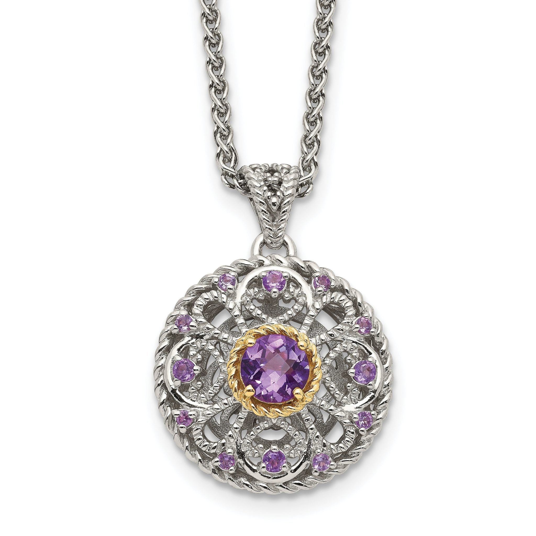 Shey Couture Sterling Silver with 14K Accent 18 Inch Round Amethyst Necklace Main image