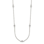 Sterling Silver Polished 5-Station CZ Necklace