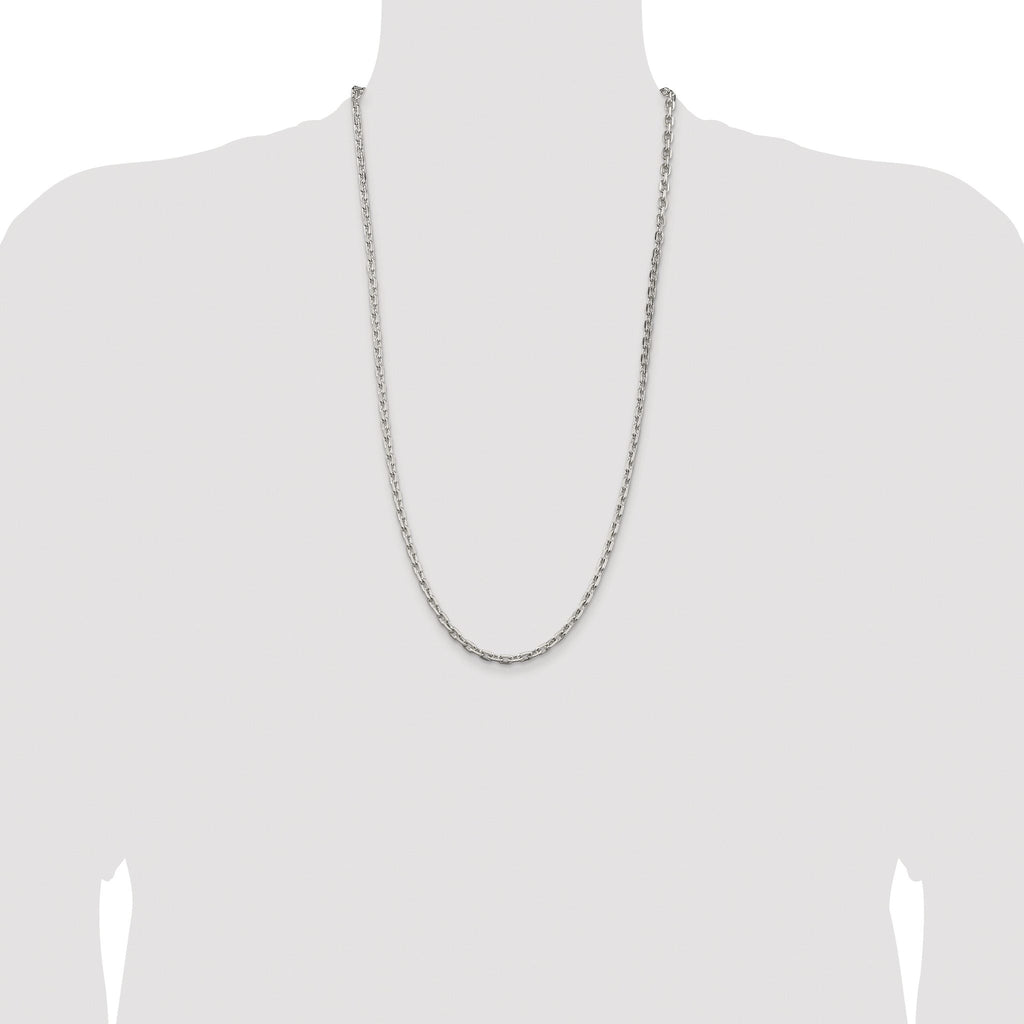 Beveled Oval Cable Chain Necklace in Sterling Silver