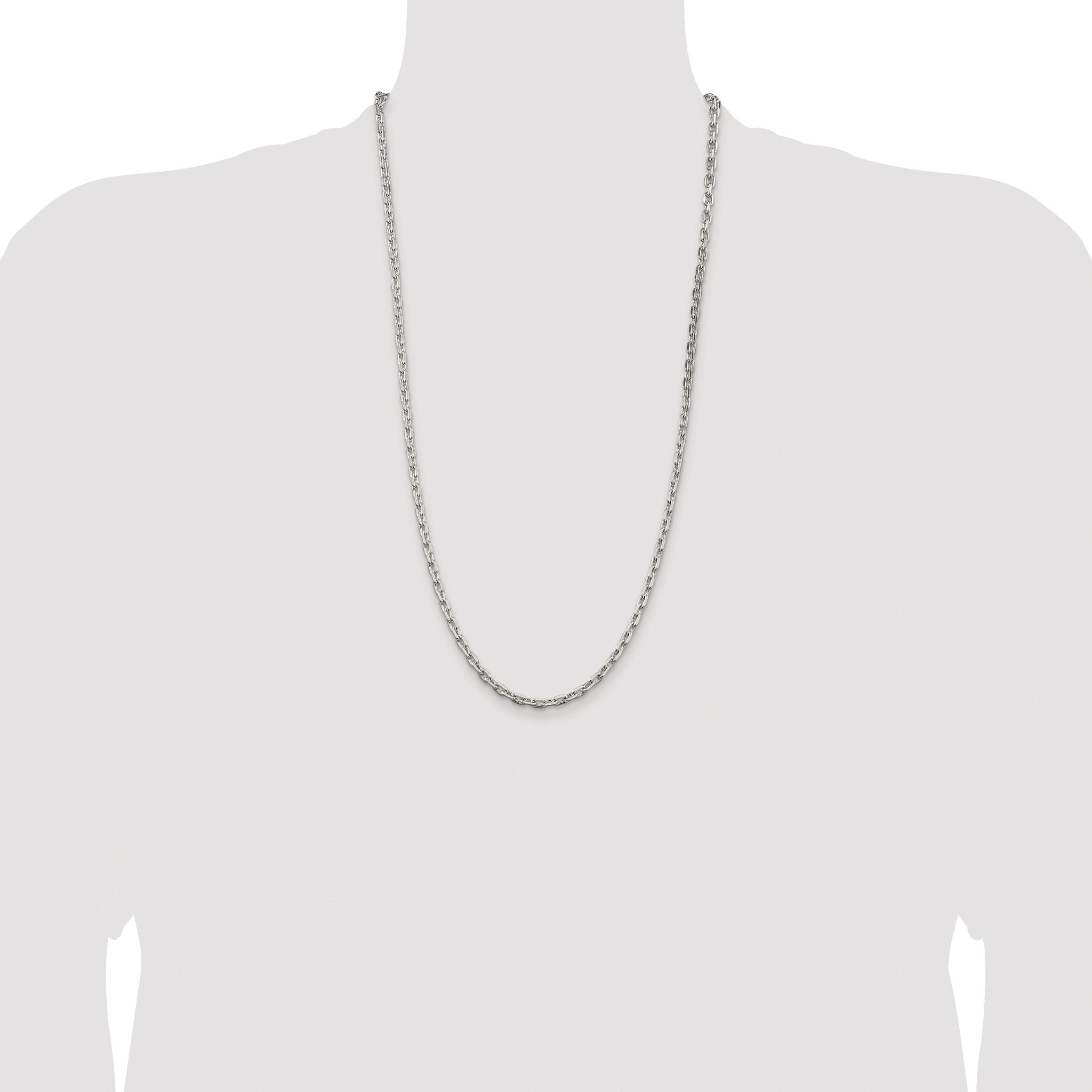 Beveled Oval Cable Chain Necklace in Sterling Silver