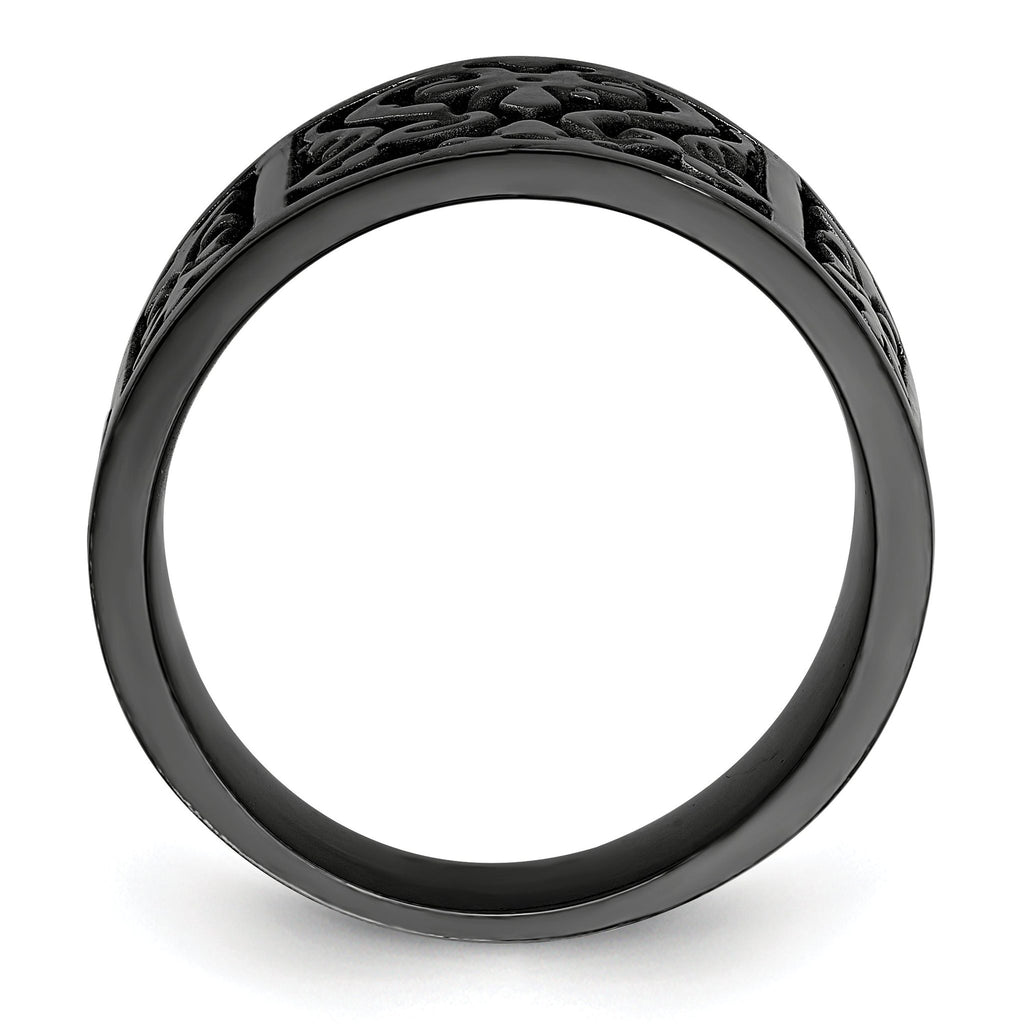 Titanium Flat 14mm Wedding Band with Casted Design and Gift Boxing