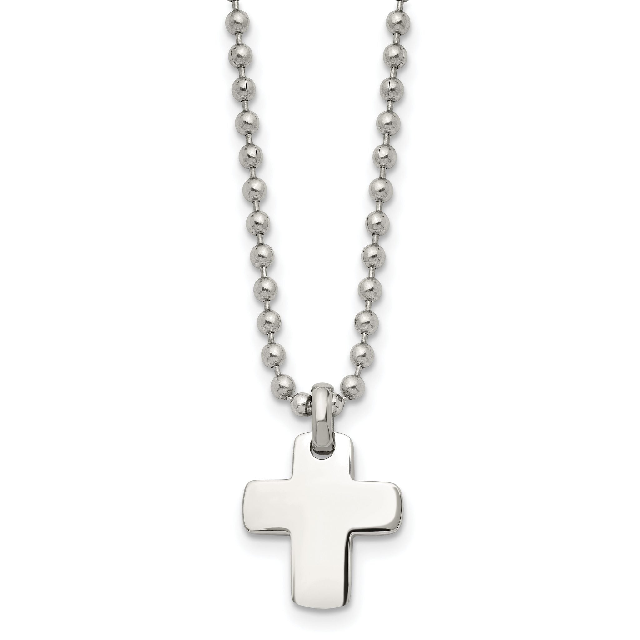 Chisel Stainless Steel Polished Cross Pendant on a 20 inch Ball Chain Necklace Main image