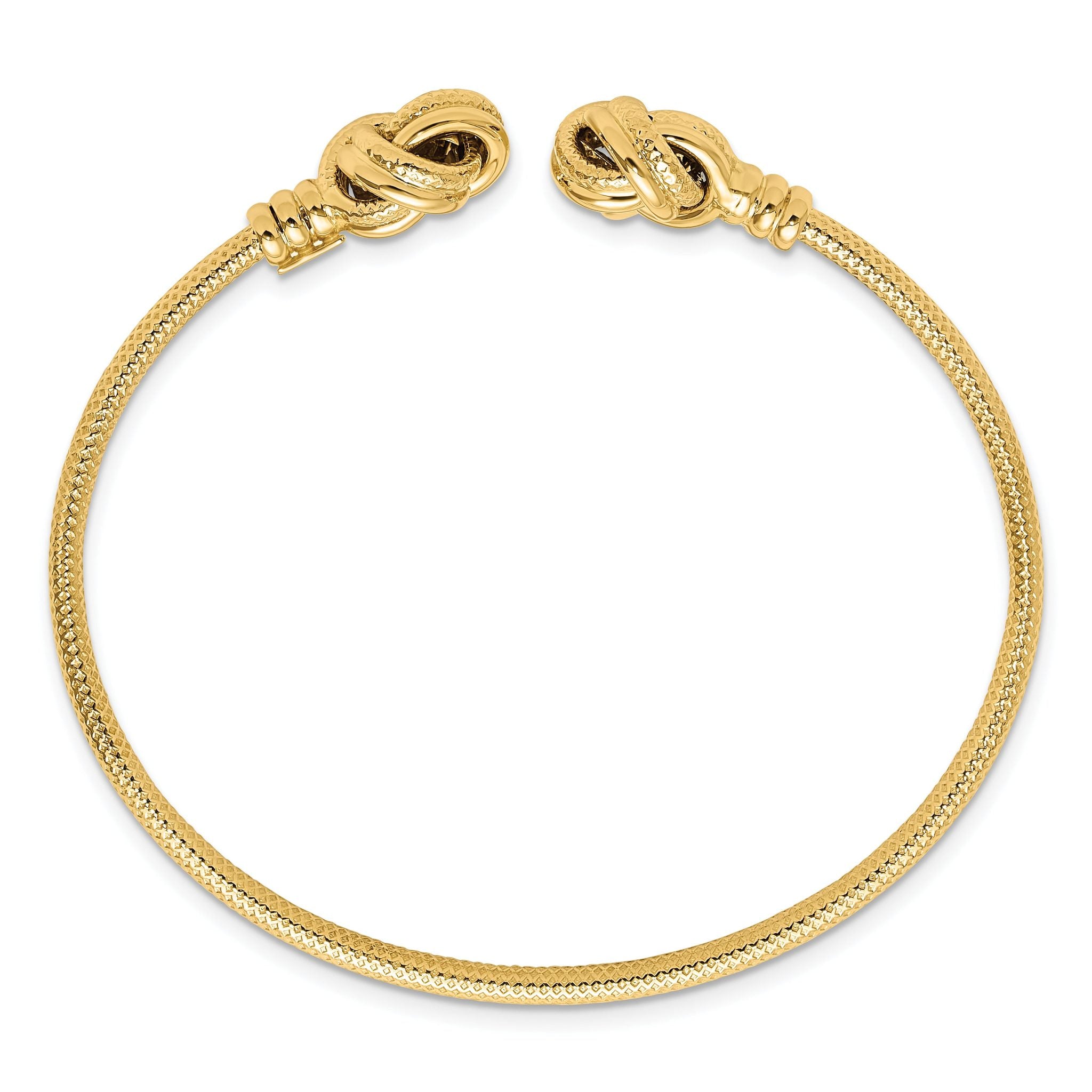 14K Polished and Textured Love Knots Cuff Bangle Main image