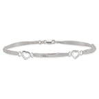 Sterling Silver Polished Heart Multi-Strand 9in Anklet