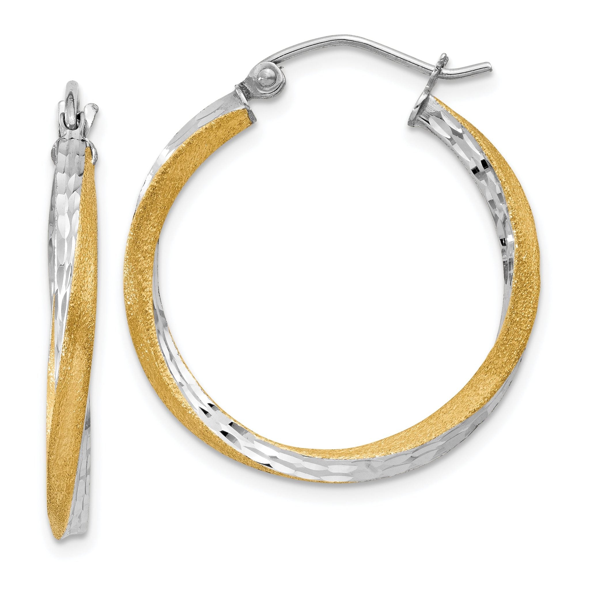 14k & Rhodium Diamond-cut 2.5mm Twisted Hoop Earrings Main image