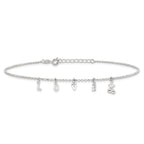 Sterling Silver LOVE Letters 10 inch Plus 1 inch Extender - Total 11 inch Anklet