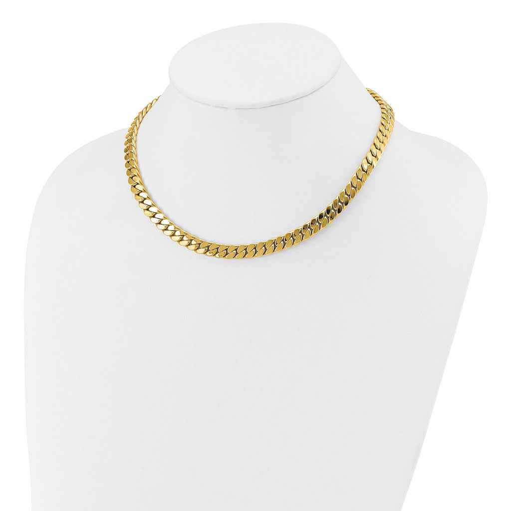 14K Two-tone CZ Polished Fancy Curb Necklace