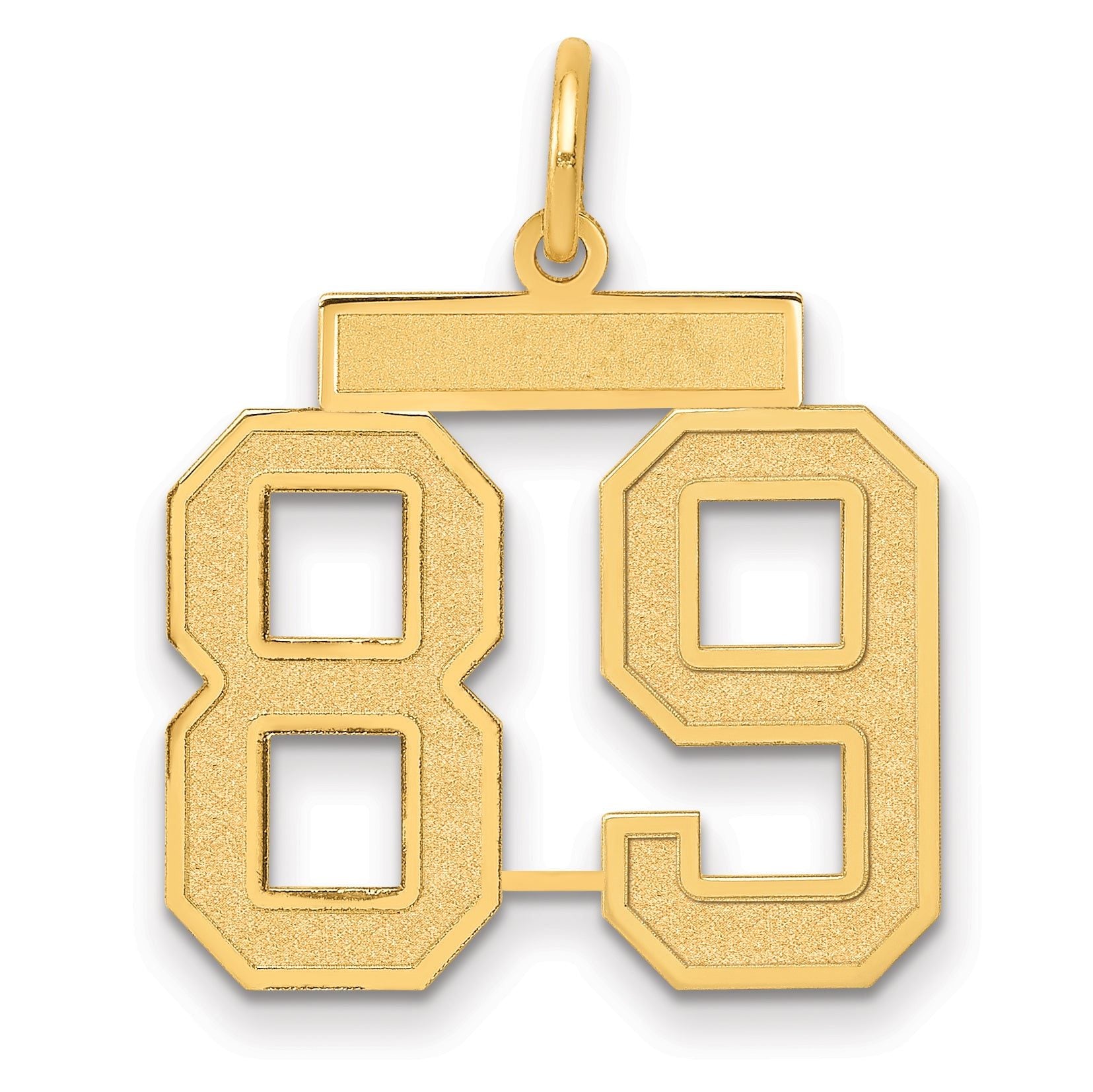 14K Gold Satin Number 89 Charm with Brushed Finish