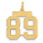 14K Gold Satin Number 89 Charm with Brushed Finish