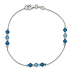 Sterling Silver Polished Aquamarine Capri Blue Glass Bead Bracelet