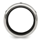 Black Spinel Wedding Band in Black Titanium & Sterling Silver, 10mm
