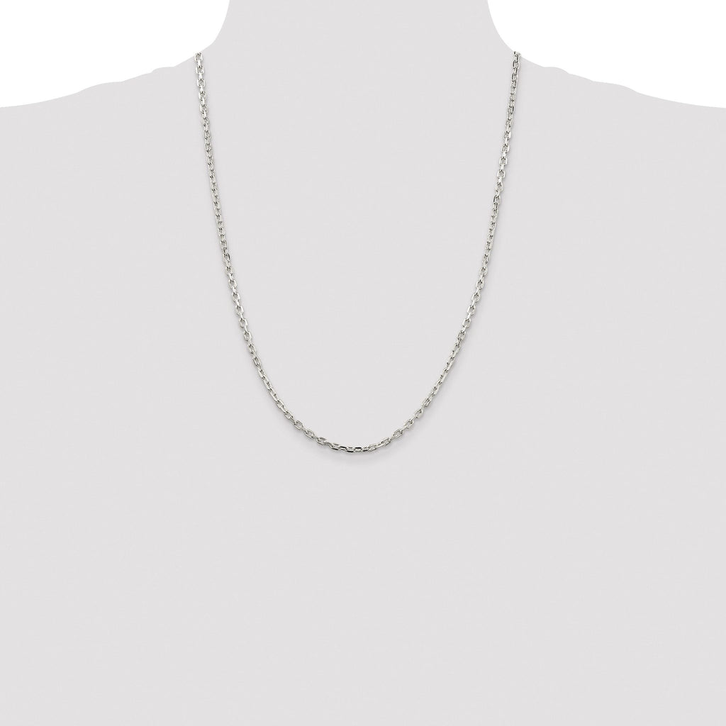 Beveled Oval Cable Chain Necklace in Sterling Silver, 3.25mm