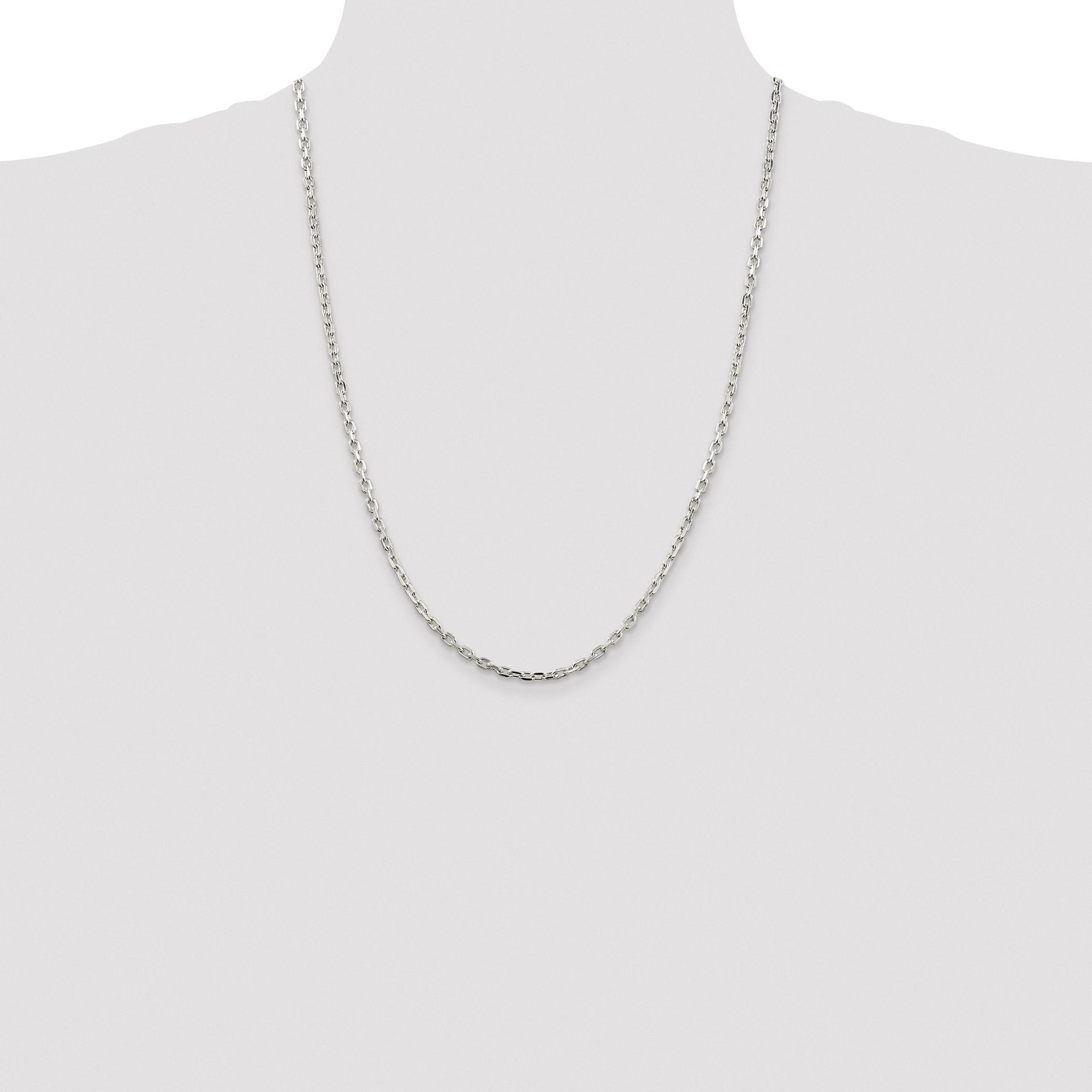 Beveled Oval Cable Chain Necklace in Sterling Silver, 3.25mm