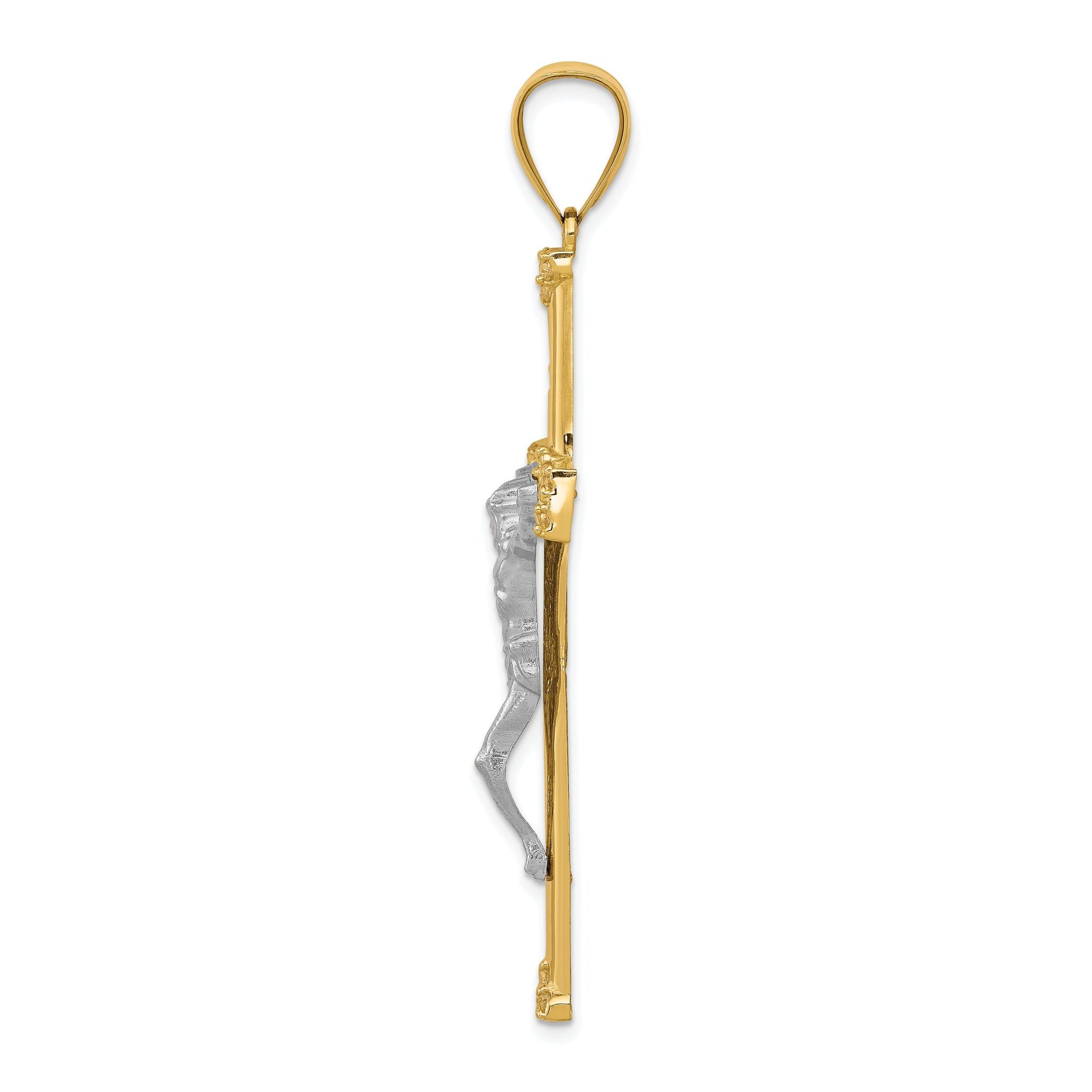 10K Gold Rhodium-Plated Cubic Zirconia Crucifix Pendant  Polished & Solid Secondary image