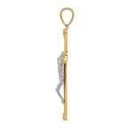 10K Gold Rhodium-Plated Cubic Zirconia Crucifix Pendant  Polished & Solid