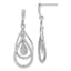 Sterling Silver 925 Diamond Dangle Earrings with Rhodium Plating, Polished Finish