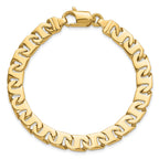 14K 8 inch 8.4mm Hand Polished Fancy Link with Fancy Lobster Clasp Bracelet