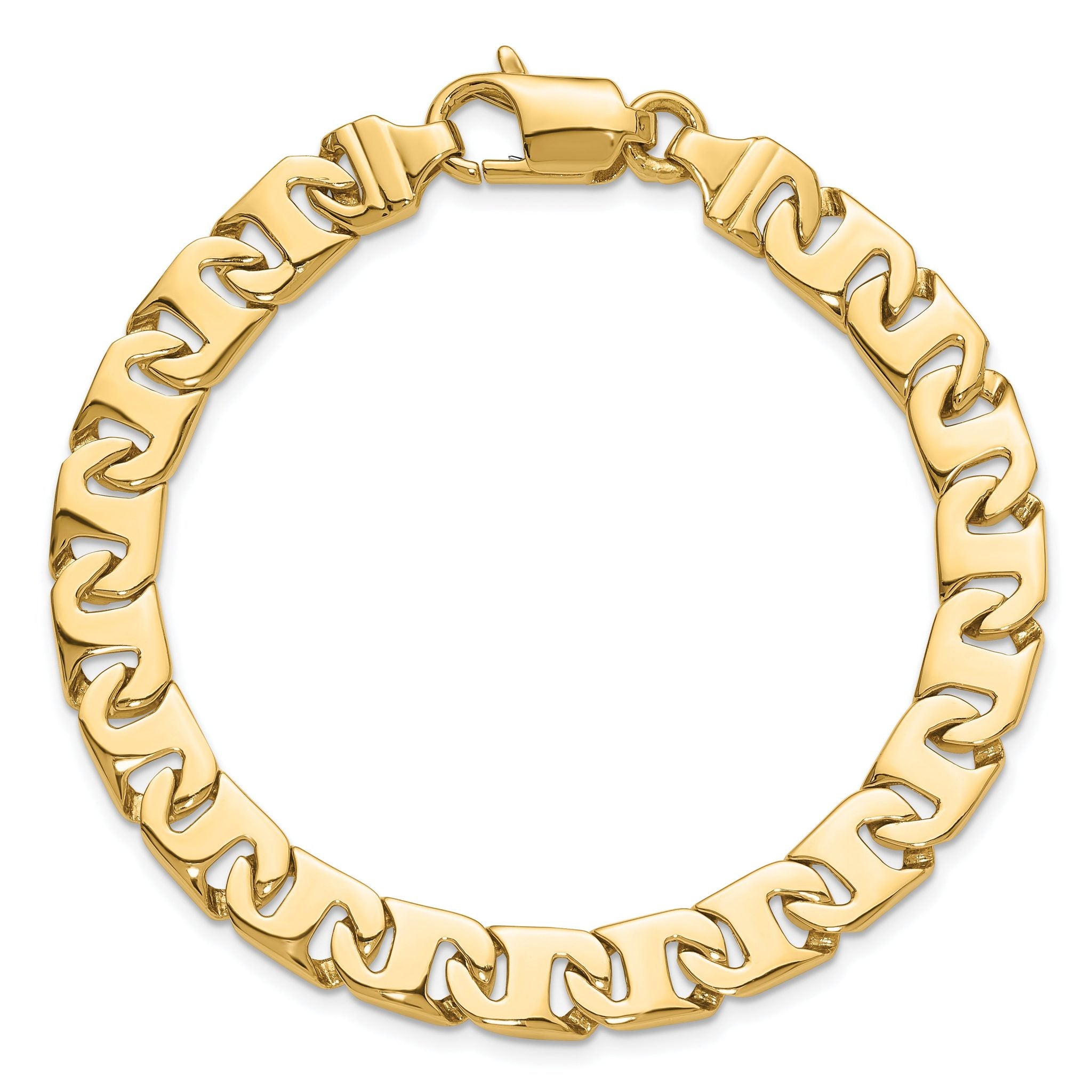 14K 8 inch 8.4mm Hand Polished Fancy Link with Fancy Lobster Clasp Bracelet
