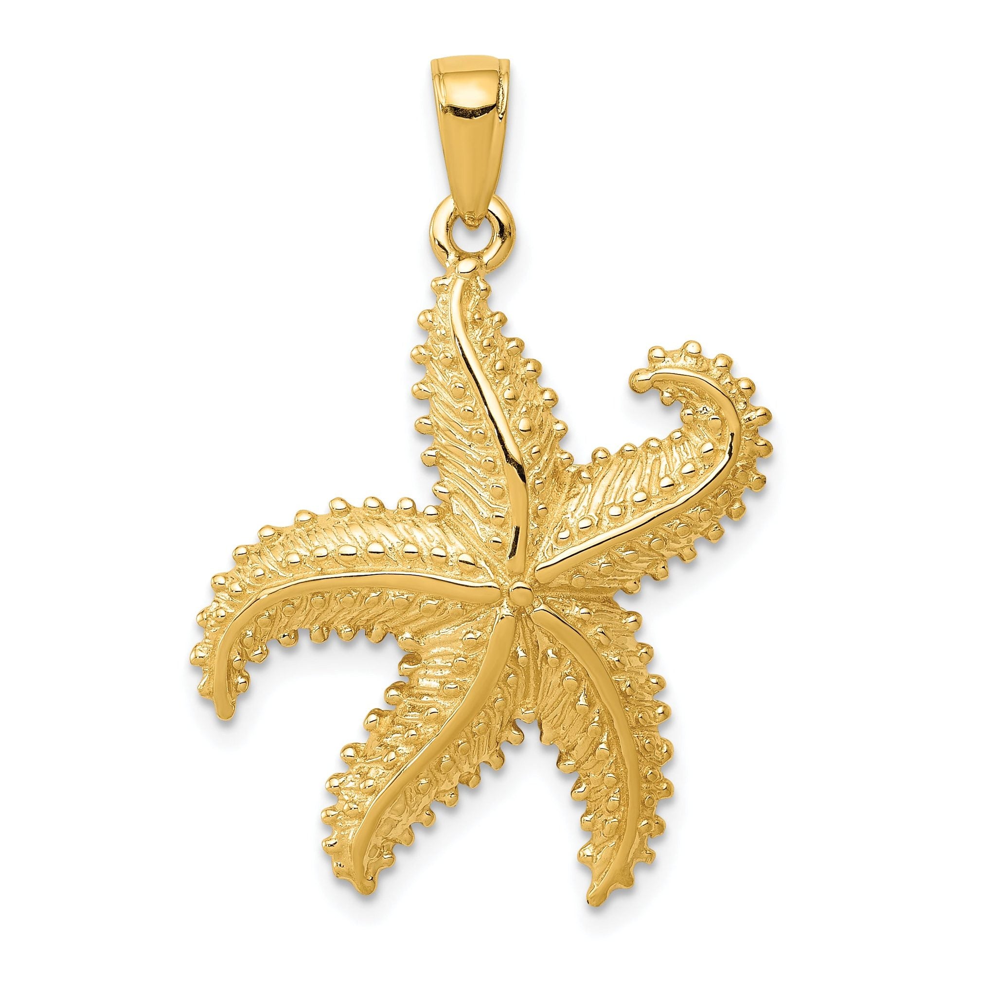 14K Gold Starfish Pendant for Men with Polished Textured Finish Main image