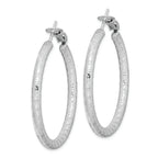 Sterling Silver Rhod-plated 3.25x40mm Omega Back Hoop Earrings