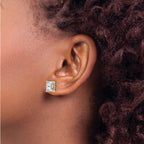 14K Yellow Gold 5 ct Certified Lab-Created Diamond VS/SI+ G+, Octagon / Emerald-Cut 4-Prong Stud Earrings