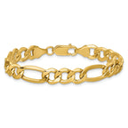 14K 7 inch 8.5mm Semi-Solid Figaro with Lobster Clasp Bracelet