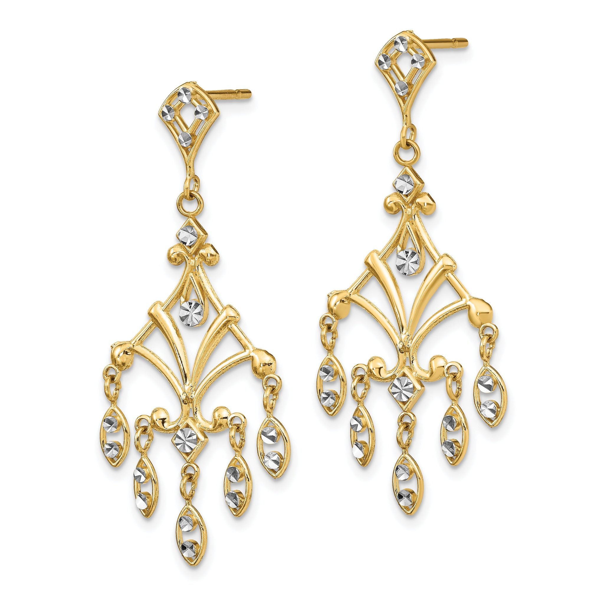 14K w/Rhodium D/C Chandelier Style Dangle Earrings Secondary image