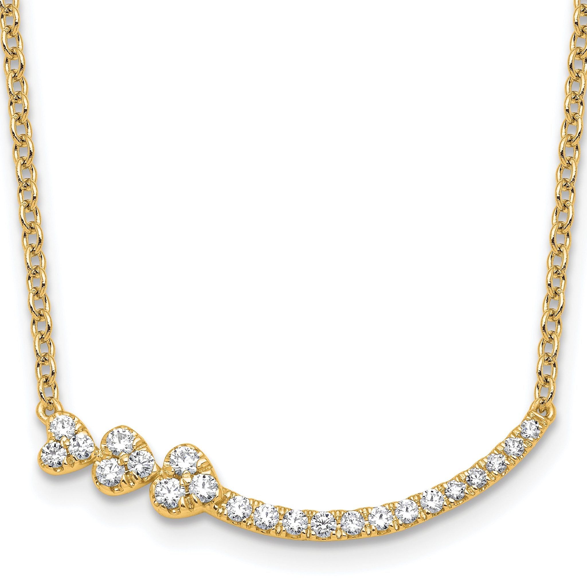14k 3/8 carat Lab Grown Diamond VS+ F+ Complete 18 inch Fashion Hearts Bar Necklace