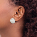 Sterling Silver Polished 12mm Flat Circle Post Earrings